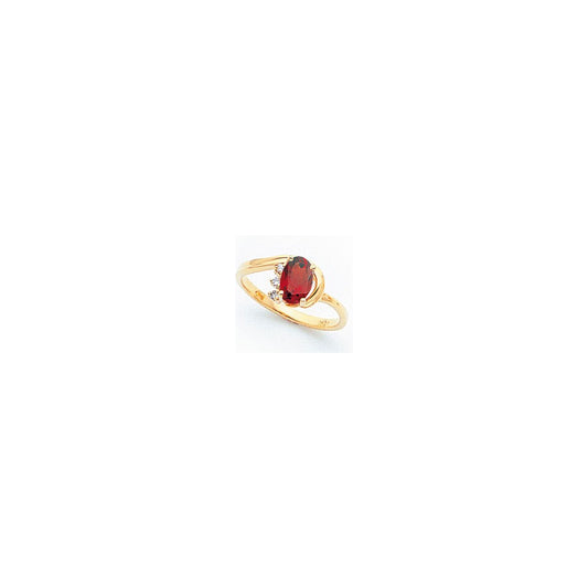 14k Yellow Gold 7x5mm Oval Garnet AA Diamond ring