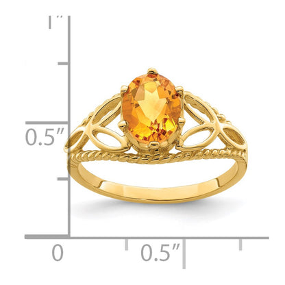 14K Yellow Gold 8x6mm Oval Citrine ring