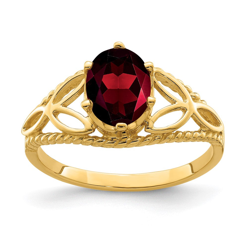 14K Yellow Gold 8x6mm Oval Garnet ring
