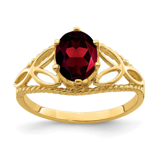 14K Yellow Gold 8x6mm Oval Garnet ring