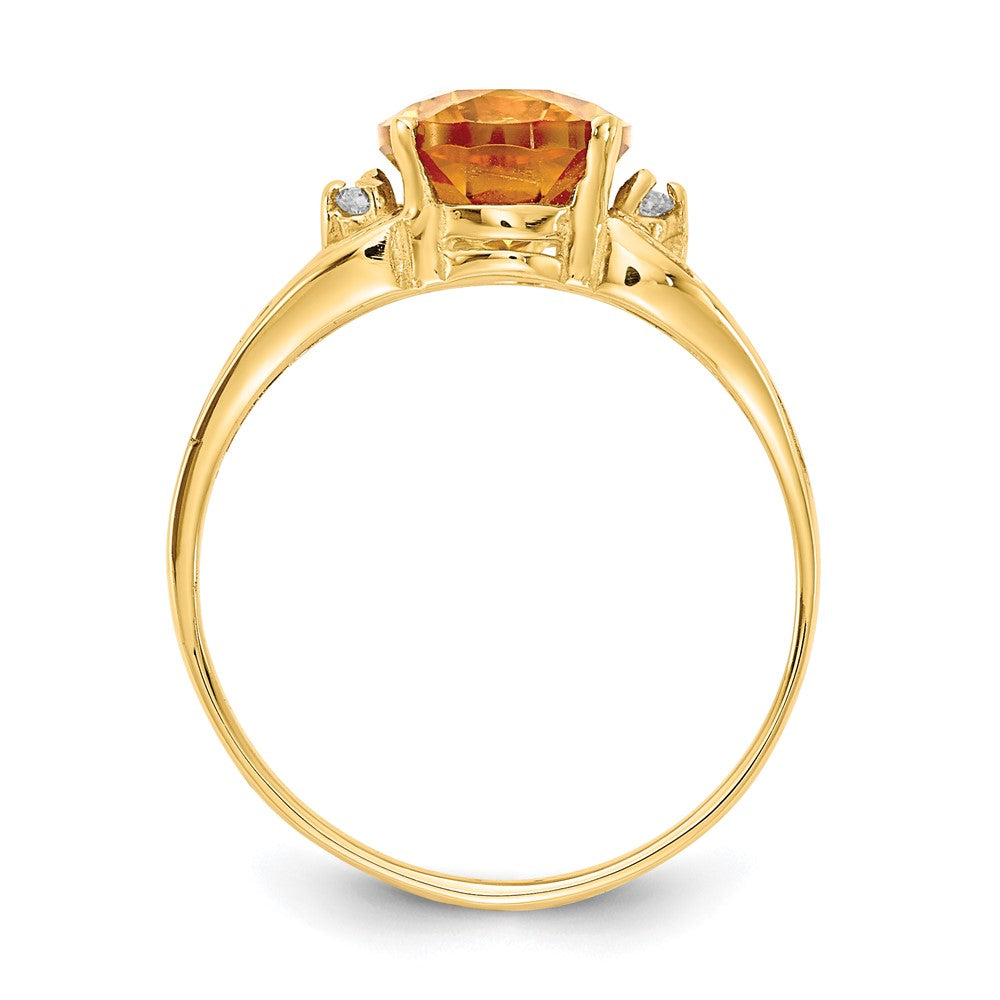 14K Yellow Gold 9x7mm Oval Citrine AAA Real Diamond ring