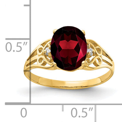 Solid 14k Yellow Gold 9x7mm Oval Simulated Garnet AAA CZ Ring