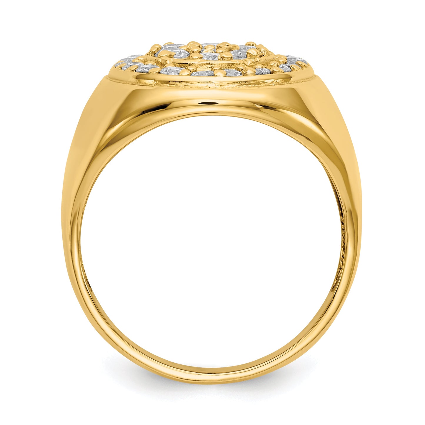 Solid 14k Yellow Gold A Simulated CZ men's Ring