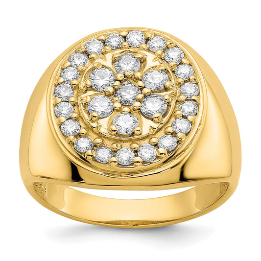 Solid 14k Yellow Gold AAA Simulated CZ men's Ring