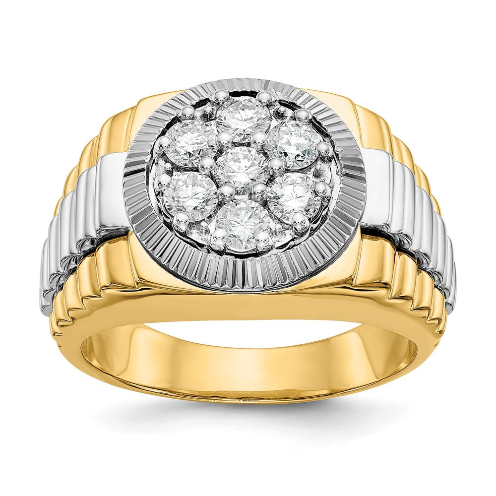 14k Two-Tone Gold AAA Real Diamond men's ring