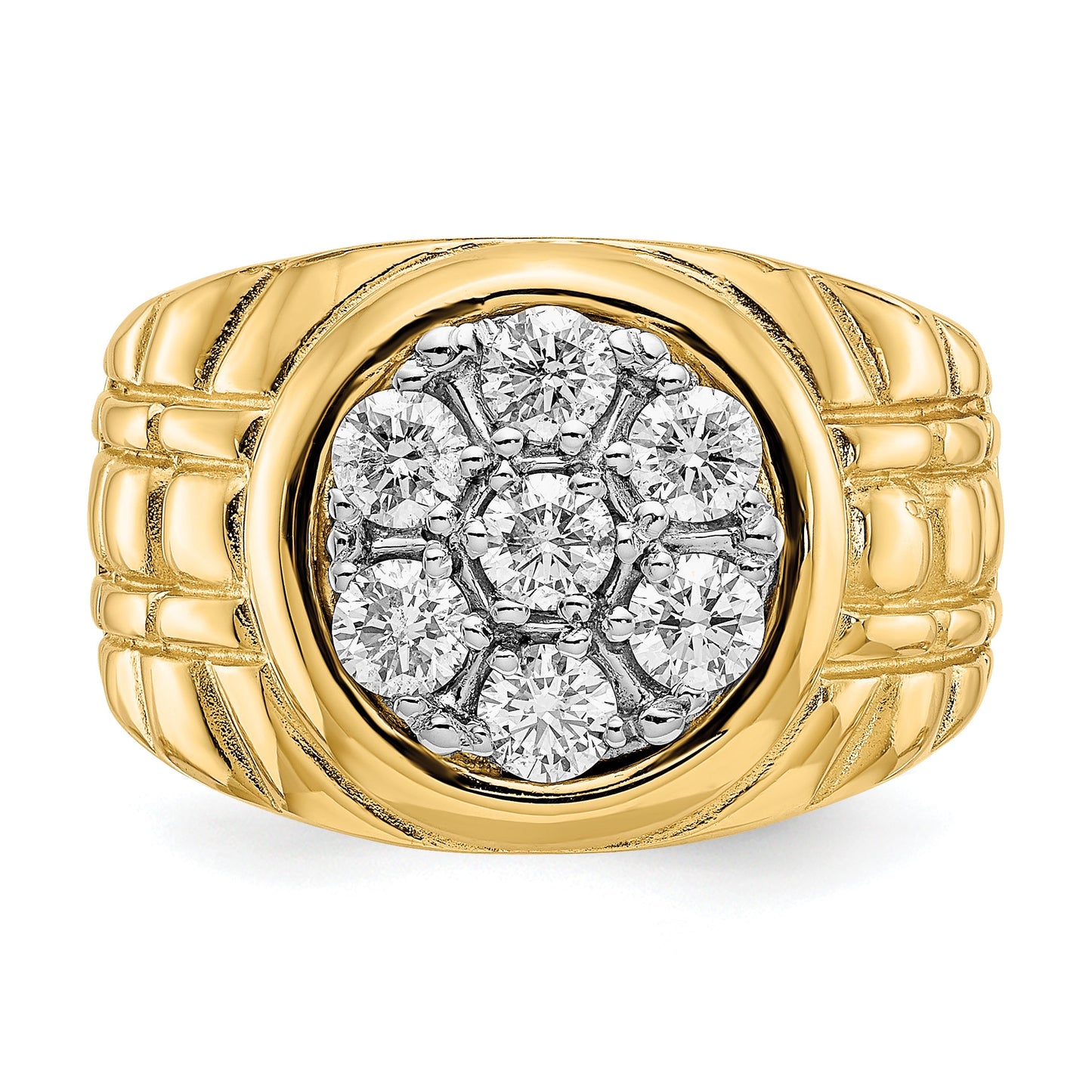 Solid 14k Yellow Gold AAA Simulated CZ men's Ring