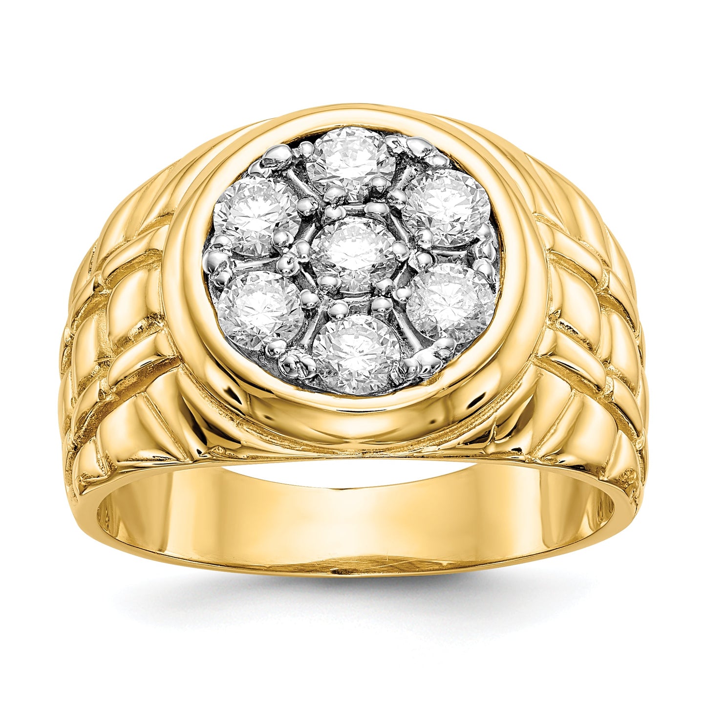 Solid 14k Yellow Gold VS Simulated CZ men's Ring