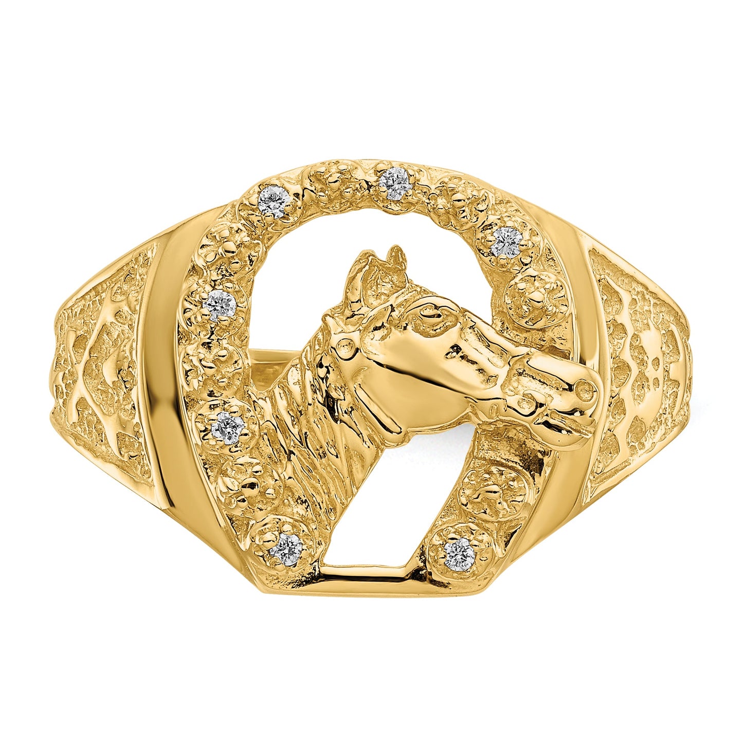 Solid 14k Yellow Gold VS Simulated CZ men's Ring