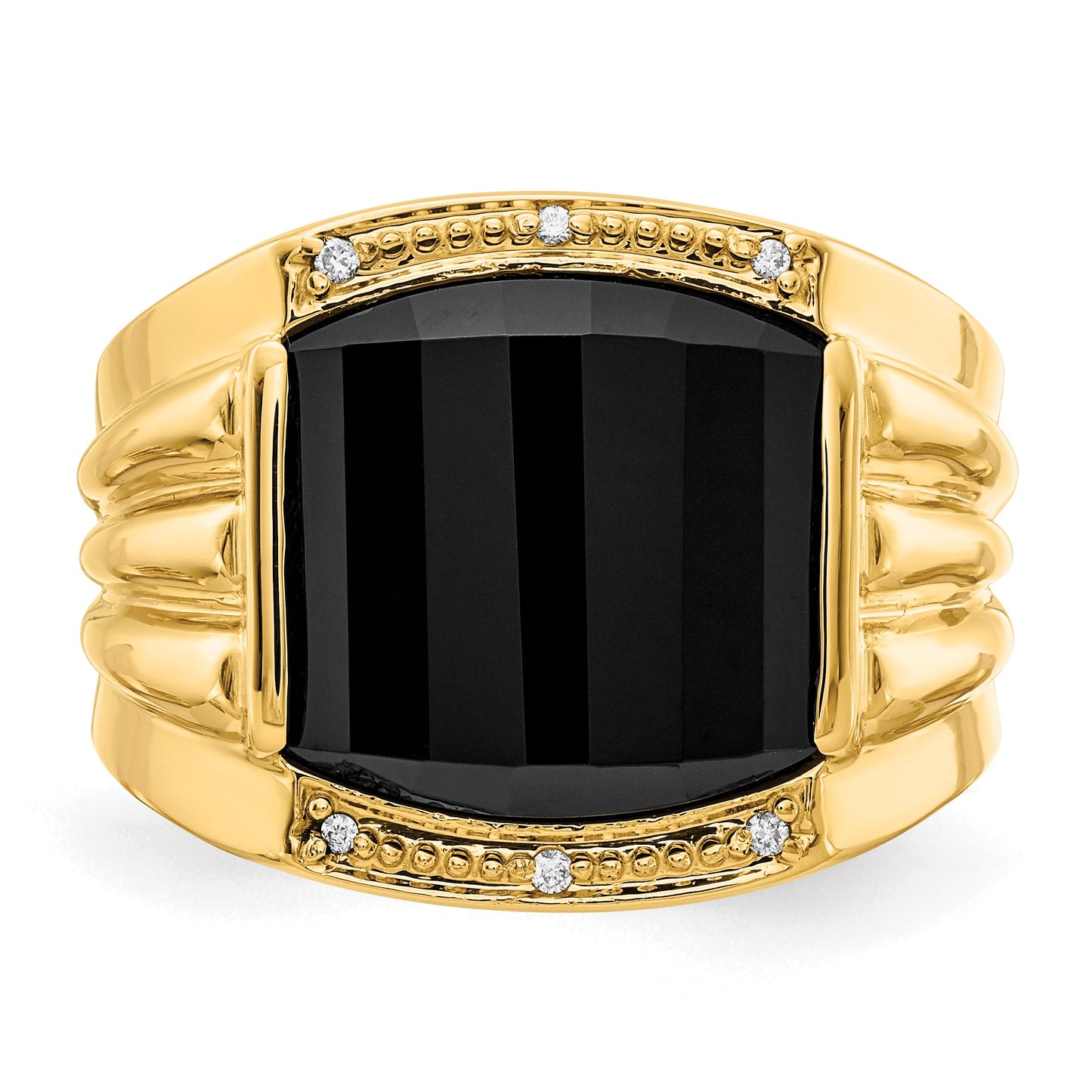 Solid 14k Yellow Gold AA Simulated CZ men's Ring