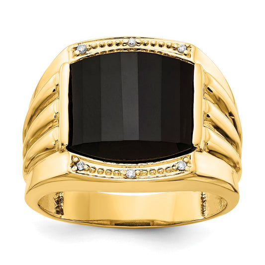 Solid 14k Yellow Gold A Simulated CZ men's Ring