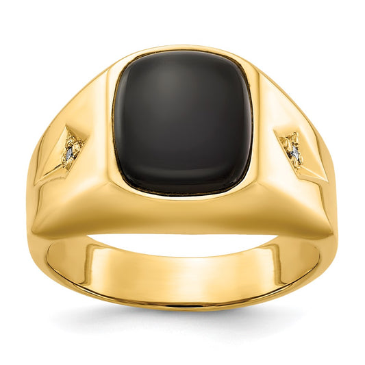 Solid 14k Yellow Gold A Simulated CZ Men's Ring