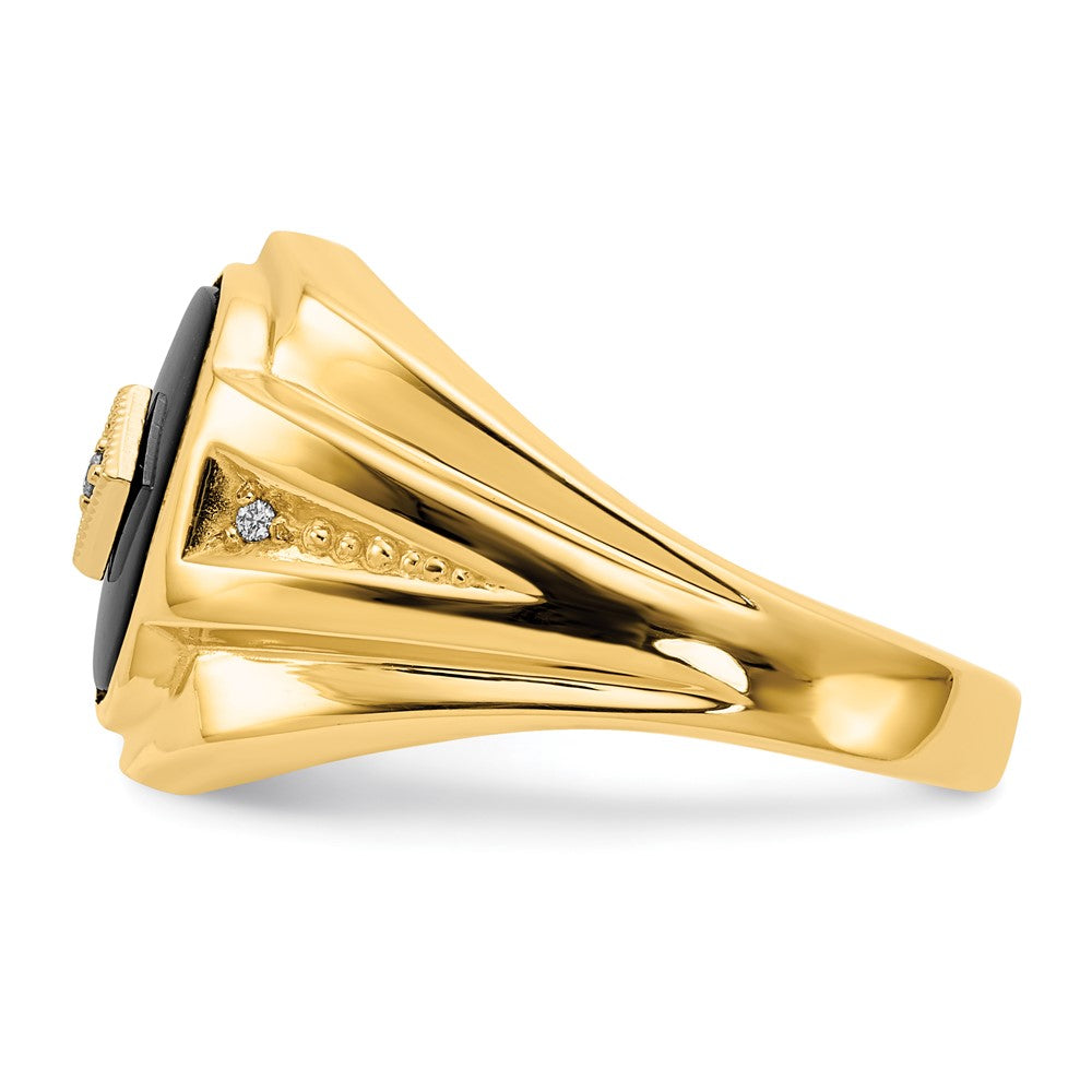 14K Yellow Gold AA Real Diamond Men's Ring