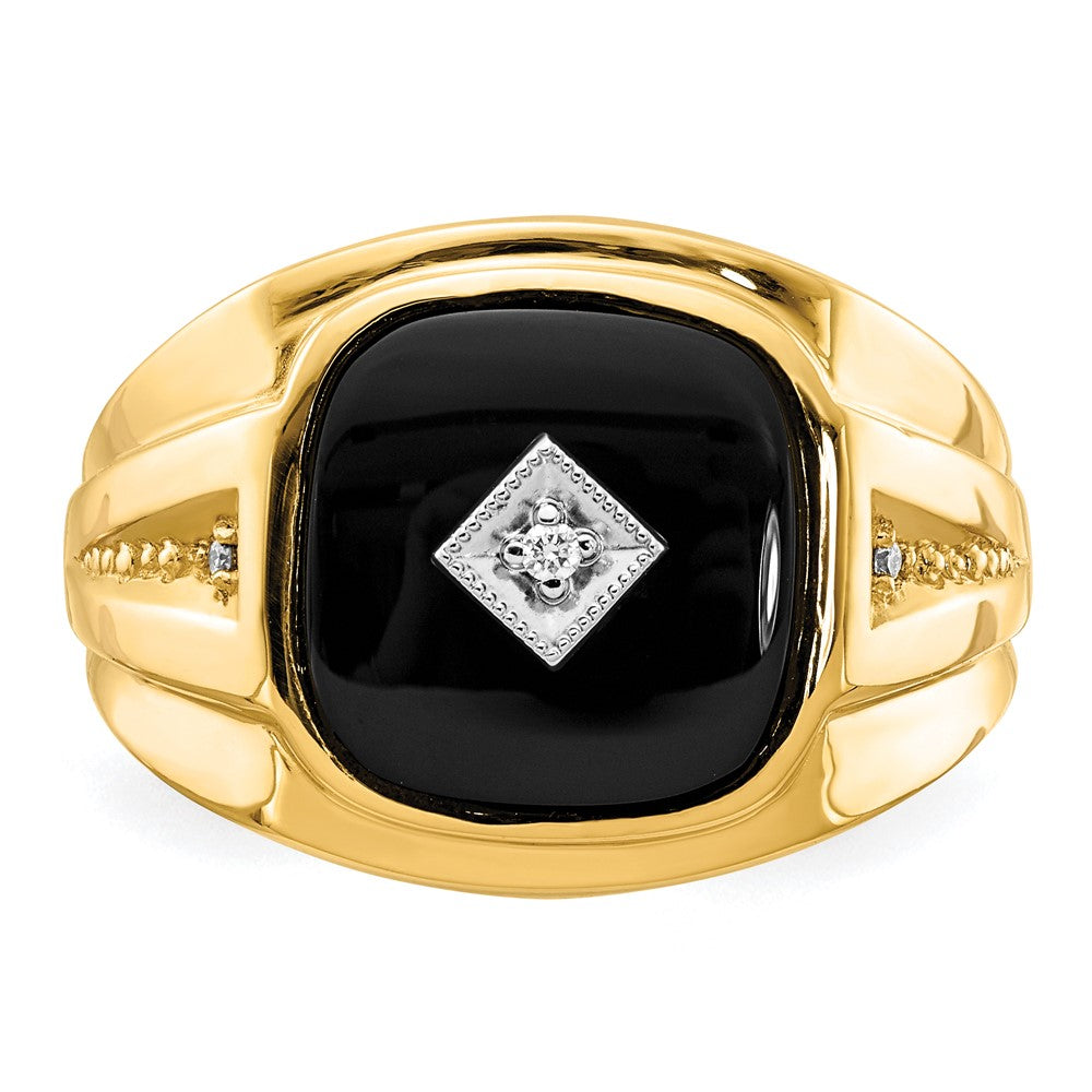 14K Yellow Gold AA Real Diamond Men's Ring