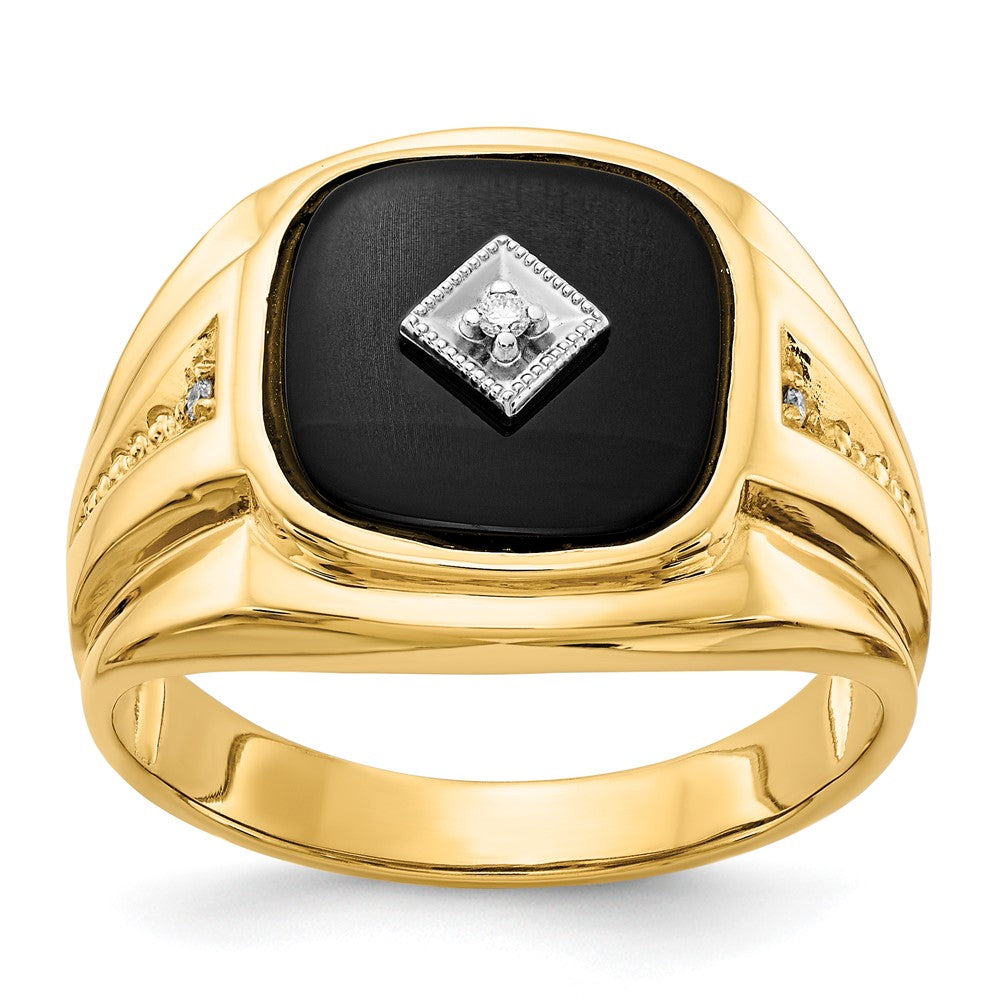 14K Yellow Gold AA Real Diamond Men's Ring