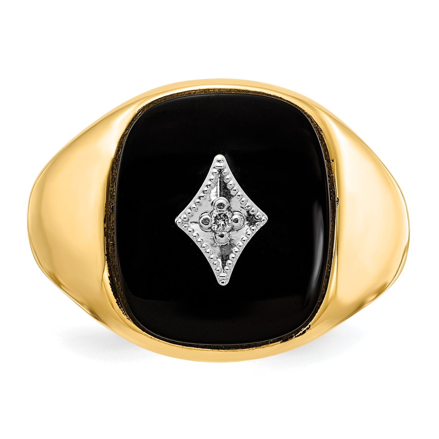 Solid 14k Yellow Gold VS Simulated CZ men's Ring