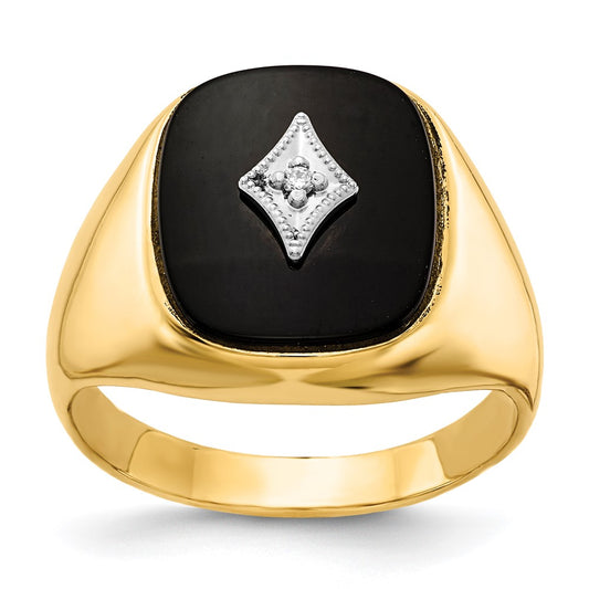 Solid 14k Yellow Gold A Simulated CZ men's Ring