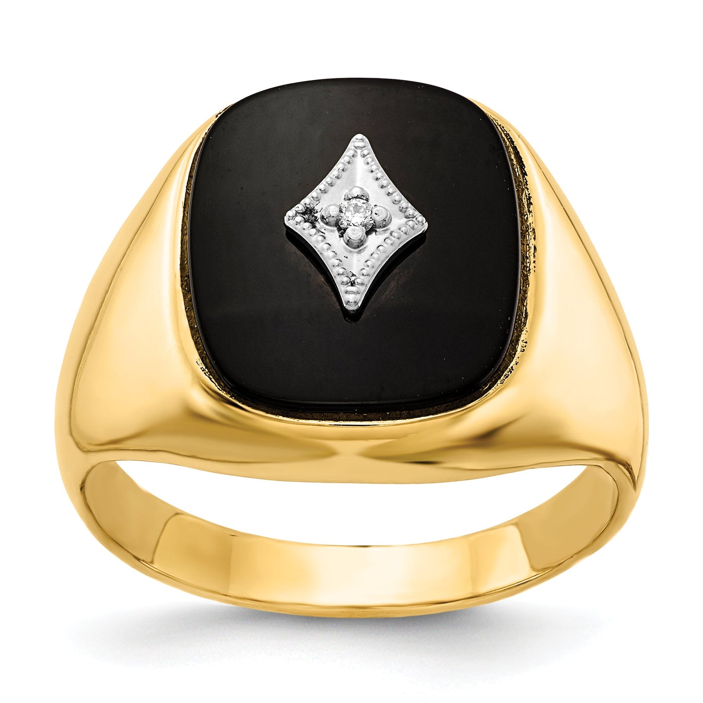 Solid 14k Yellow Gold AA Simulated CZ men's Ring