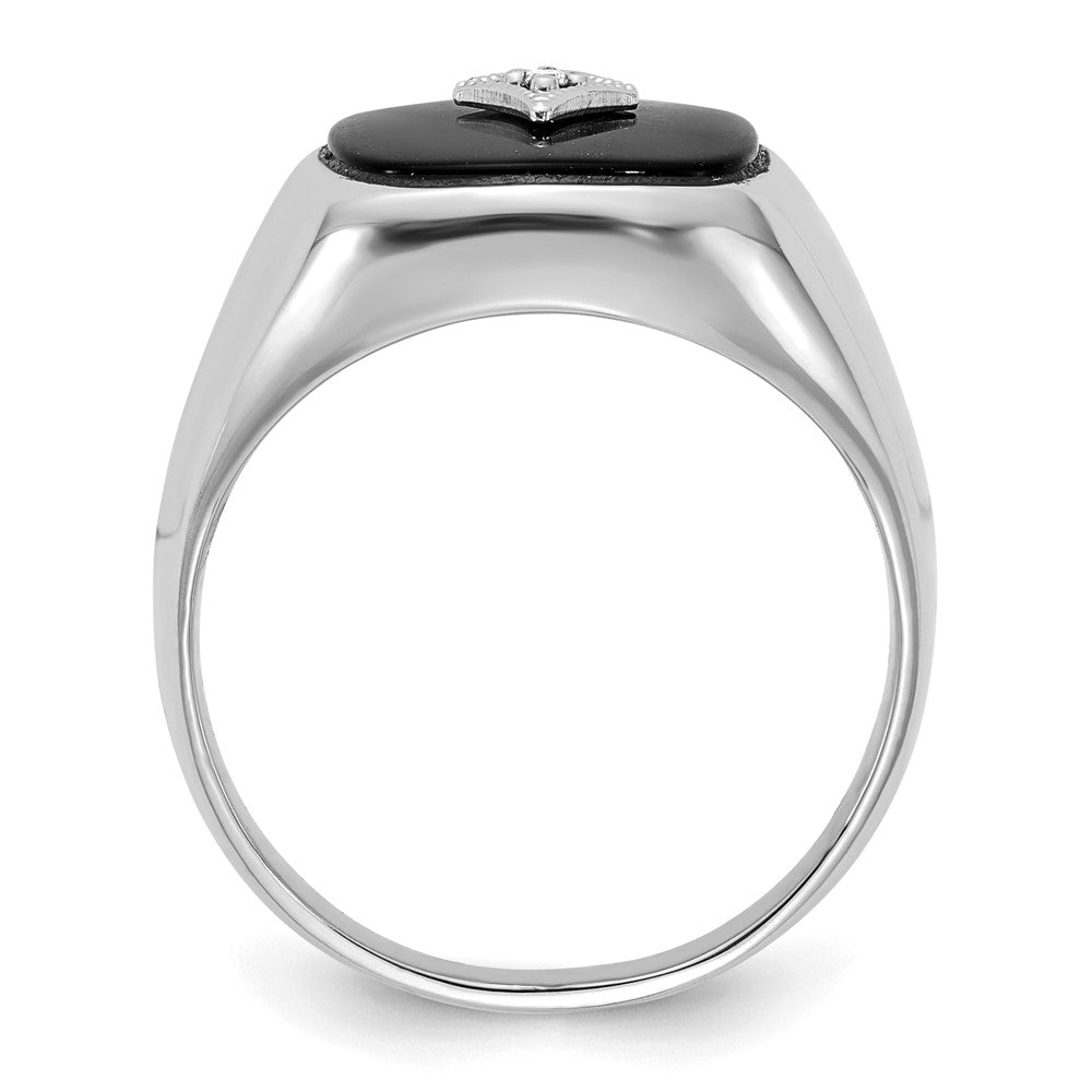 Solid 14k White Gold A Simulated CZ men's Ring