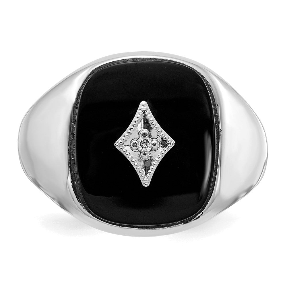 Solid 14k White Gold A Simulated CZ men's Ring