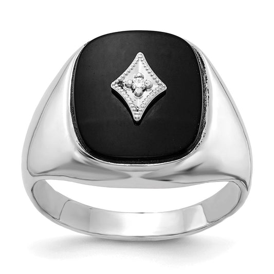 14k White Gold A Real Diamond men's ring