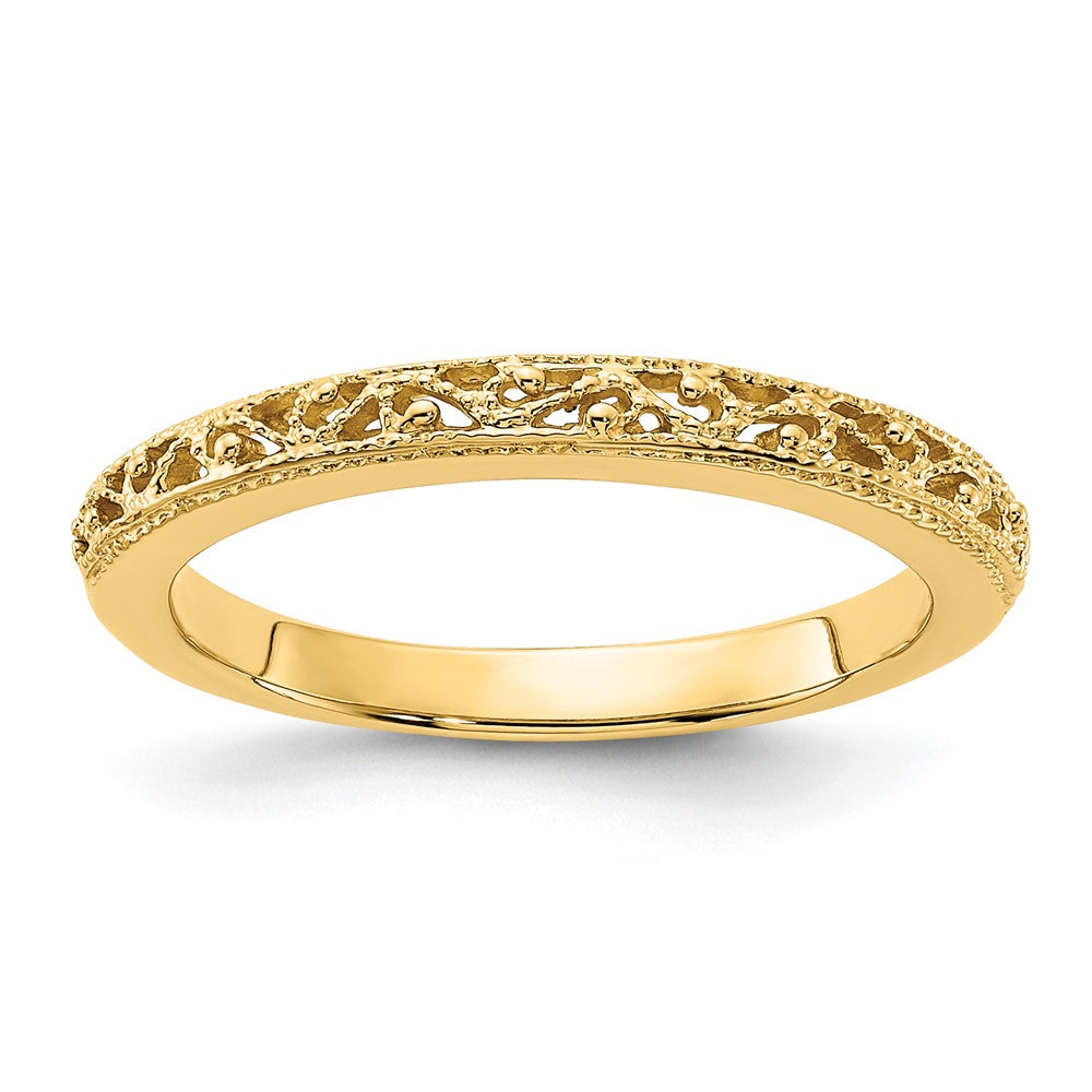 14k yellow gold filigree band x9499