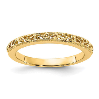 14k yellow gold filigree band x9499