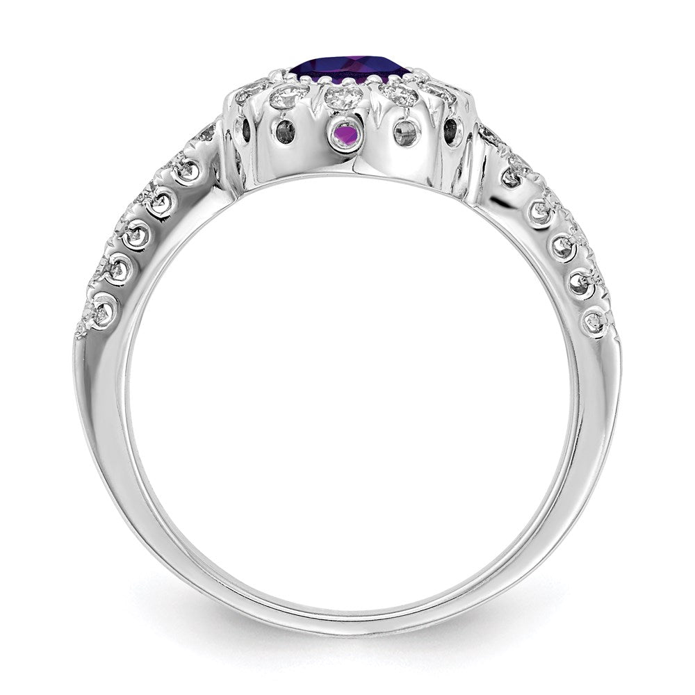 14k White Gold 5mm Amethyst A Real Diamond ring