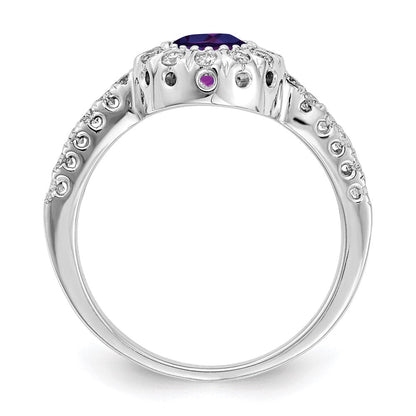 14k White Gold 5mm Amethyst A Real Diamond ring