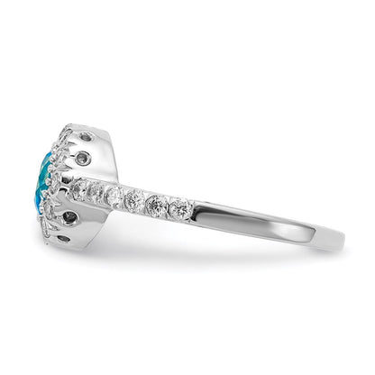 14k White Gold 5mm Blue Topaz A Real Diamond ring