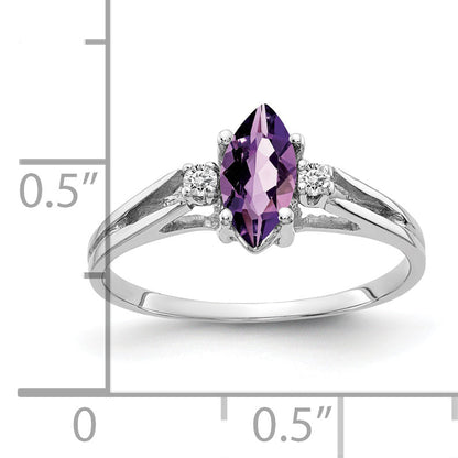 Solid 14k White Gold 8x4mm Marquise Simulated Amethyst AAA CZ Ring