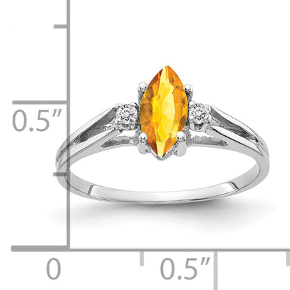 Solid 14k White Gold 8x4mm Marquise Simulated Citrine AAA CZ Ring