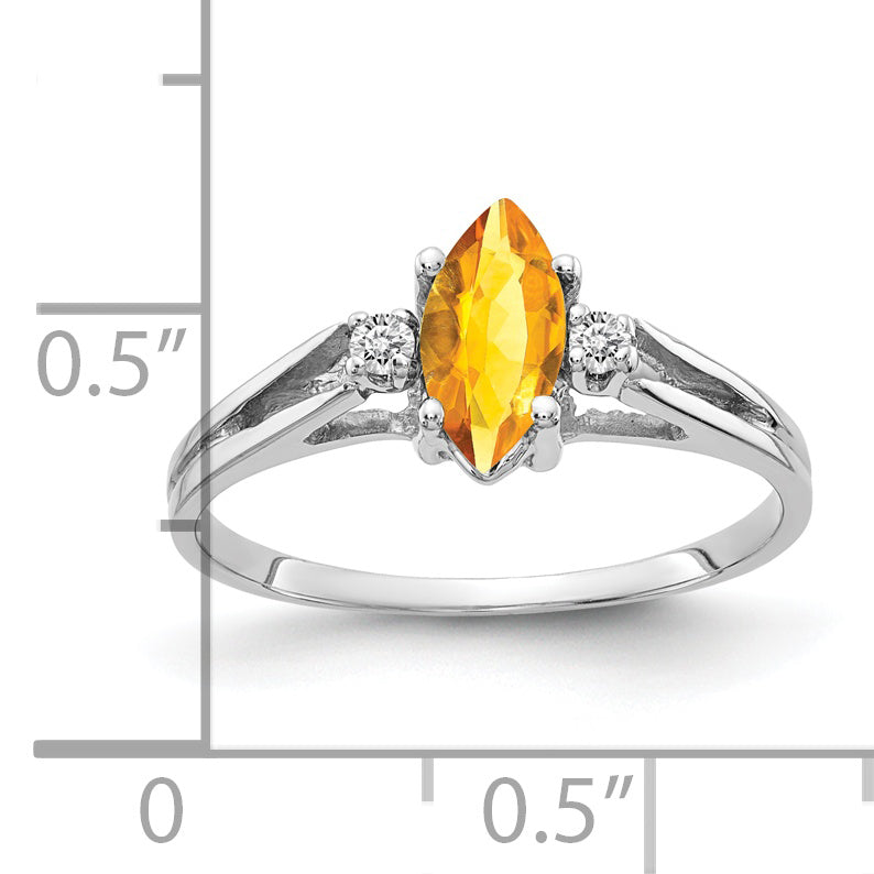 Solid 14k White Gold 8x4mm Marquise Simulated Citrine AA CZ Ring