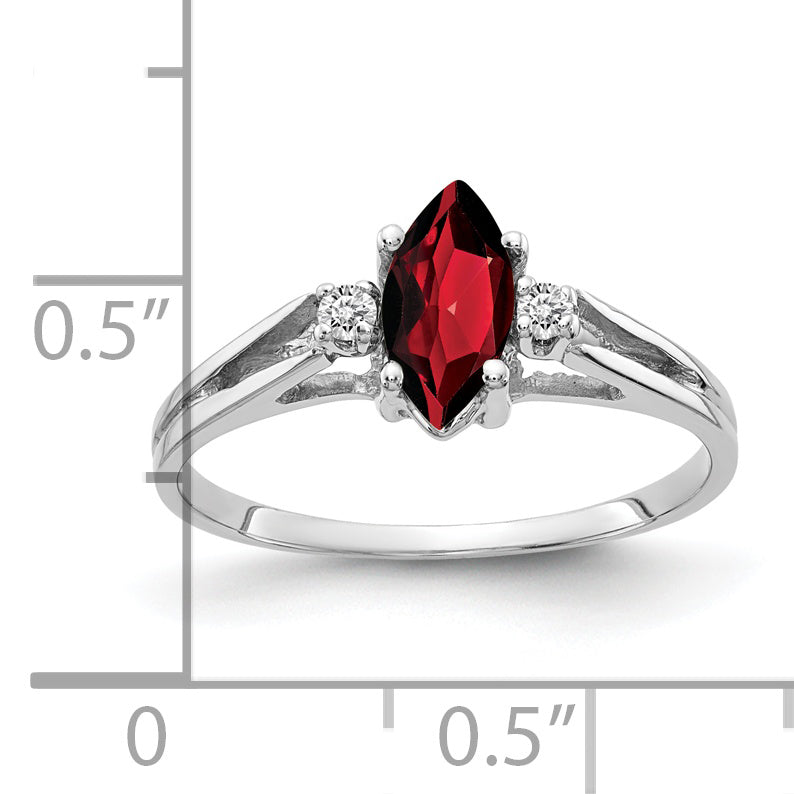 Solid 14k White Gold 8x4mm Marquise Simulated Garnet AAA CZ Ring