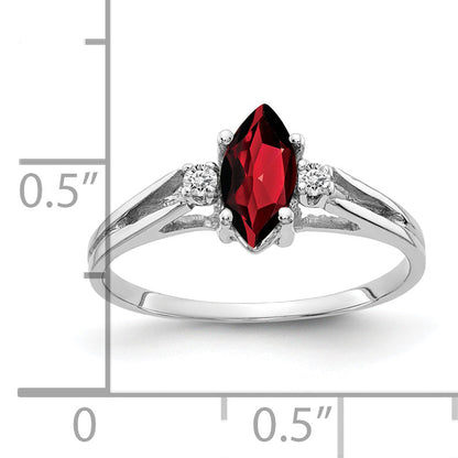 Solid 14k White Gold 8x4mm Marquise Simulated Garnet AAA CZ Ring