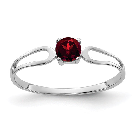 14k white gold 4mm garnet ring x9673ga