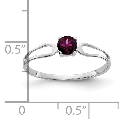 Solid 14k White Gold 4mm Rhodolite Simulated Garnet Ring