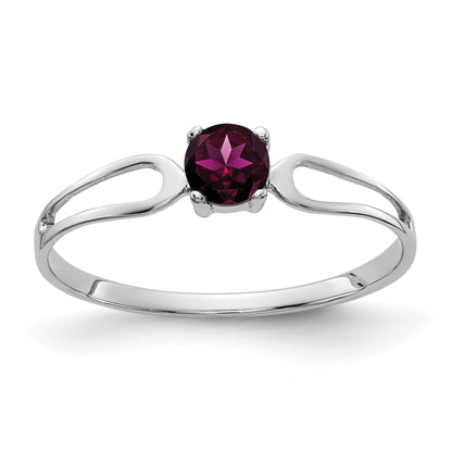 Solid 14k White Gold 4mm Rhodolite Simulated Garnet Ring