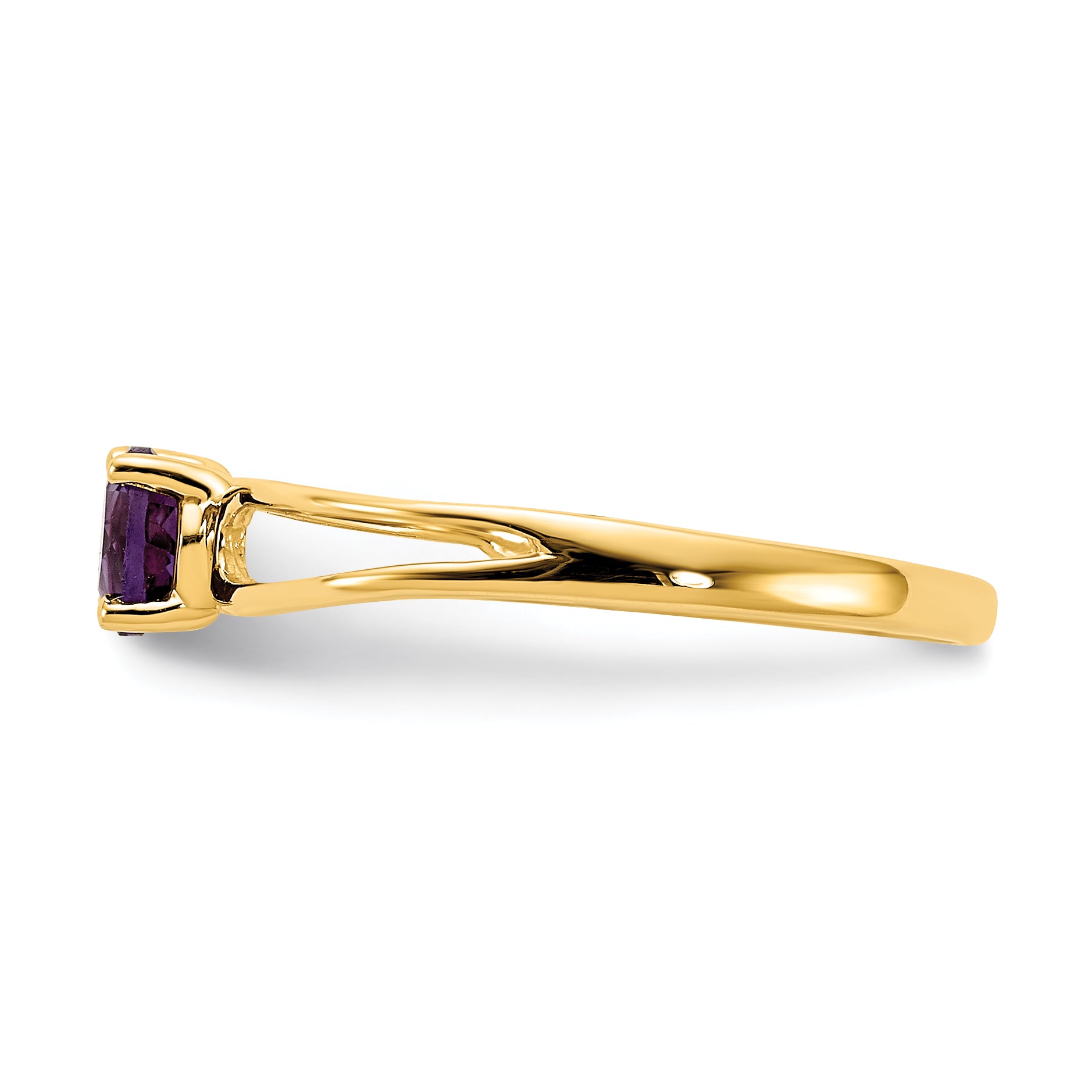 Solid 14k White Gold 4mm Rhodolite Simulated Garnet Ring