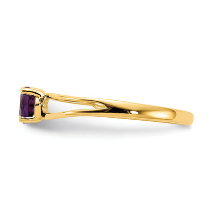 Solid 14k White Gold 4mm Rhodolite Simulated Garnet Ring