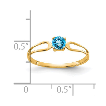 14k yellow gold 4mm blue topaz ring x9674bt