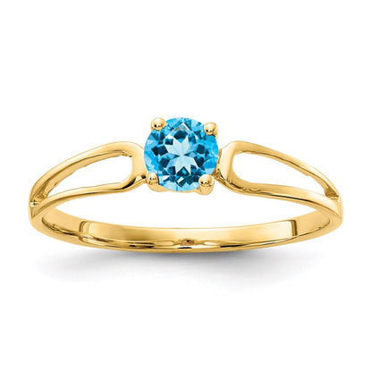 14k yellow gold 4mm blue topaz ring x9674bt