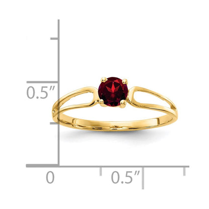 14k yellow gold 4mm garnet ring x9674ga