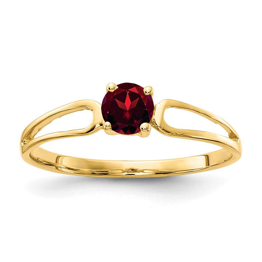 14k yellow gold 4mm garnet ring x9674ga