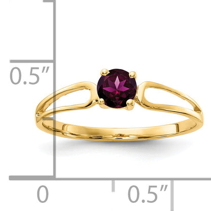 Solid 14k Yellow Gold 4mm Rhodolite Simulated Garnet Ring