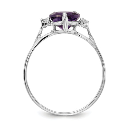 Solid 14k White Gold 7mm Heart Simulated Amethyst AAA CZ Ring