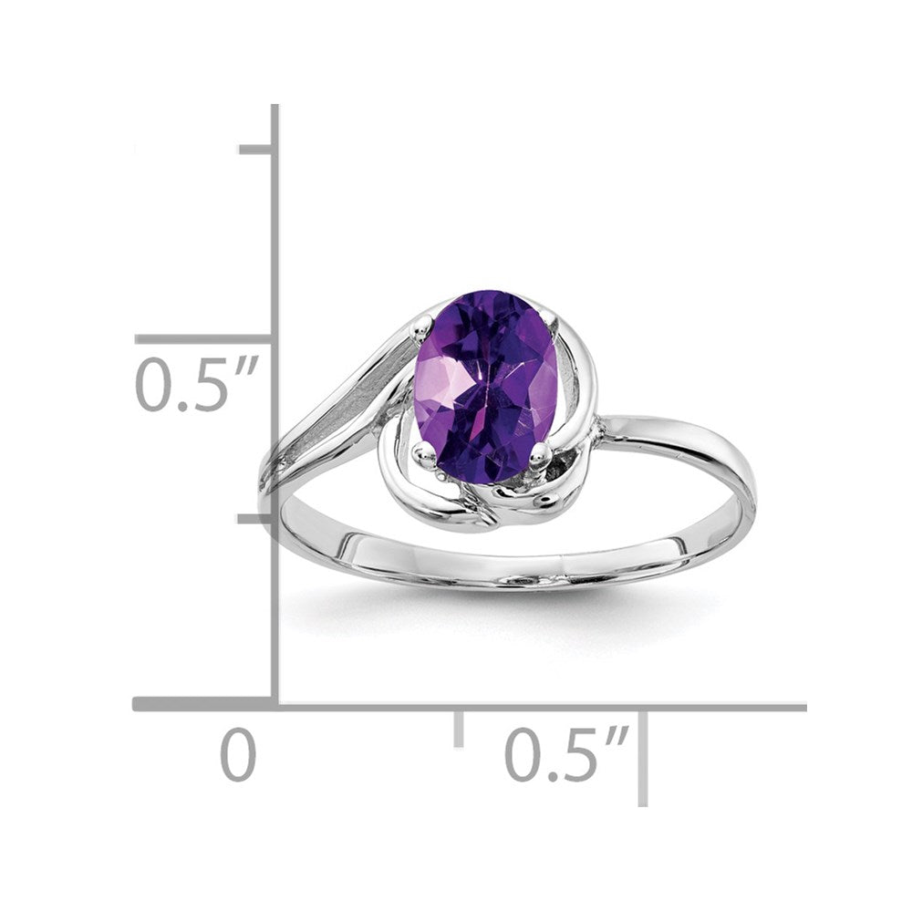 14k white gold 7x5mm oval amethyst checker ring x9683ac