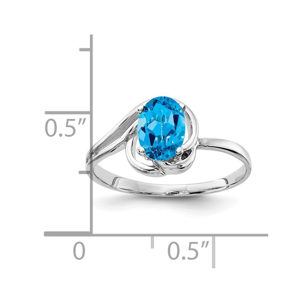14k white gold 7x5mm oval blue topaz checker ring x9683bc