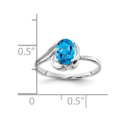 14k white gold 7x5mm oval blue topaz checker ring x9683bc