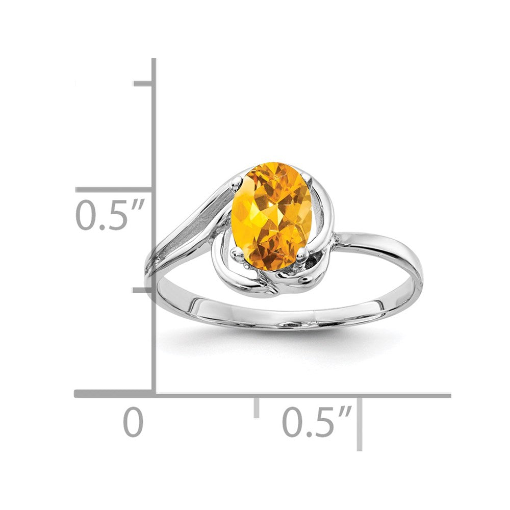 14k white gold 7x5mm oval citrine checker ring x9683cc