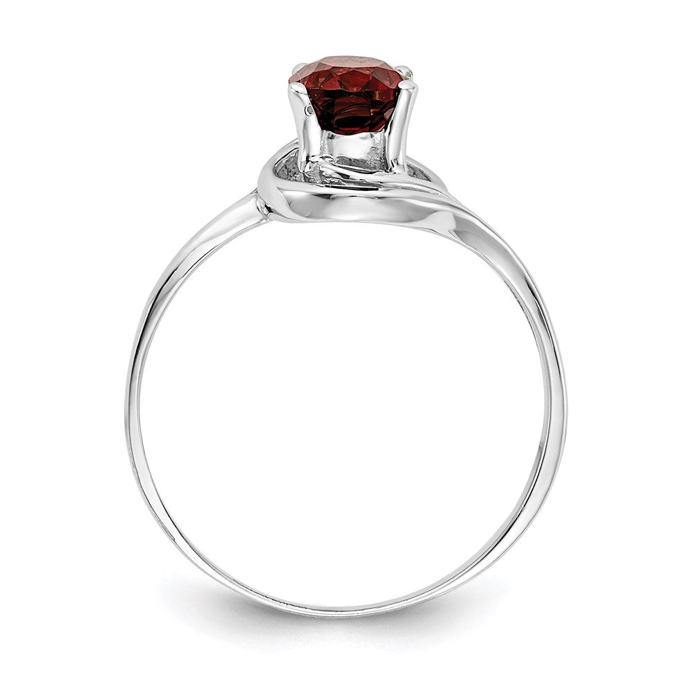 14k white gold 7x5mm oval garnet checker ring x9683gc